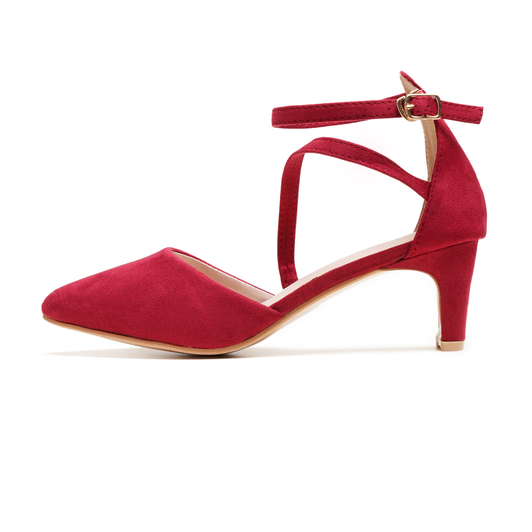 Ankle Strap Pointed Toe Slim Heel | Red - Rave
