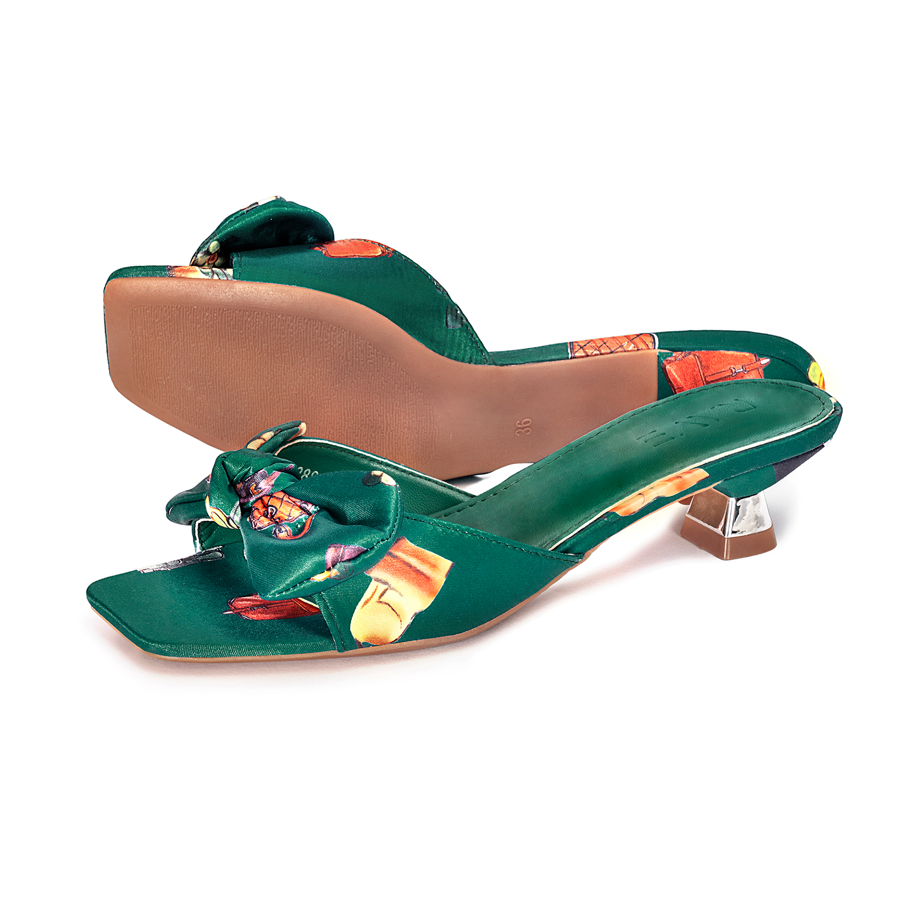 Green kitten heel online shoes