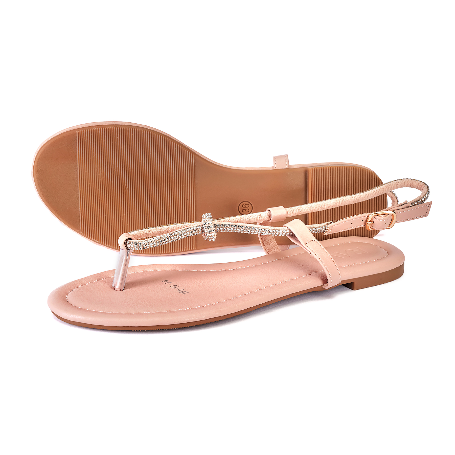 T Strap Flat Sandal Nude Rave