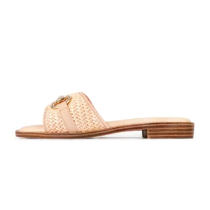 Textured Wide Strap Flat Sandal | Nude