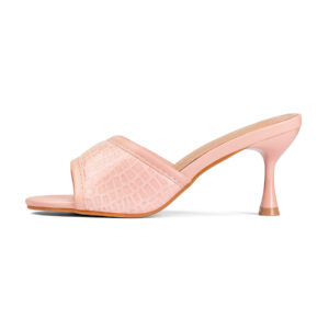 Peep Toe Croc Body Spool Heel | Pink