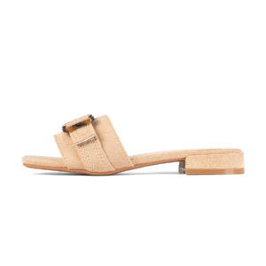 Suede Buckle Strap Sandal | Beige
