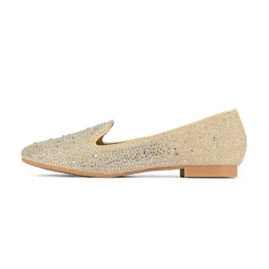 Crystal Detailed Loafer | Champagne