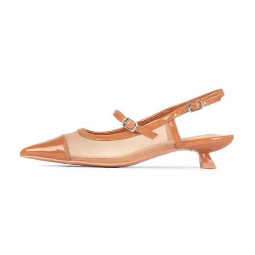 Pointy Slingback Kitten Heel | Camel