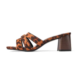 Printed Square Toe Block Heel | Black Print
