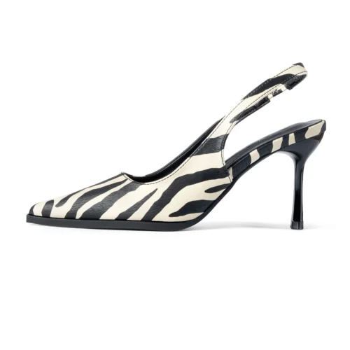 Printed Slingback Stiletto Heel | Black White