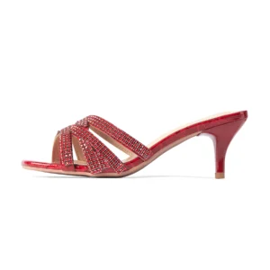 Croc Body Crystal Detailed Cone Heel | Maroon