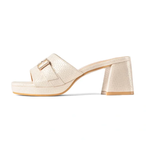 Chunky Platform Block Heel | Beige