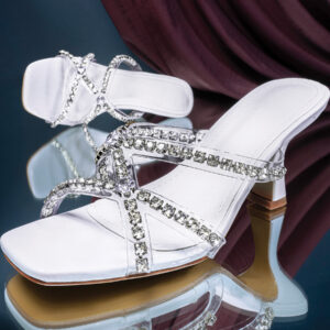 Square Toe Transparent Spool Heel | White