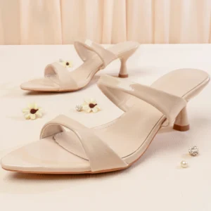 Open Toe Clear Strap Wedge Heel | Beige