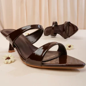 Open Toe Clear Strap Wedge Heel | Coffee