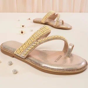 Toe Ring Casual Flat Sandal | Gold