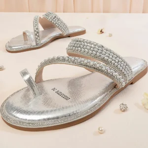 Toe Ring Casual Flat Sandal | Silver