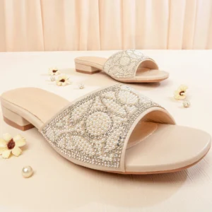 Crystal & Multicolored Accent Embellished  | Beige