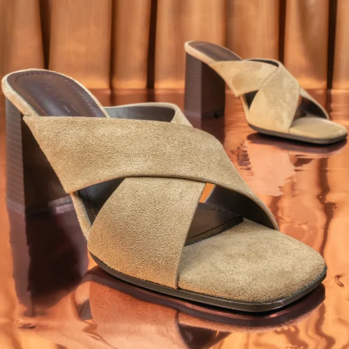 Square Toe Block Heel | Khaki