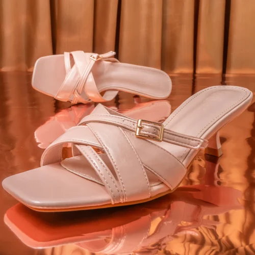 Square Toe Spool Heel | Pink